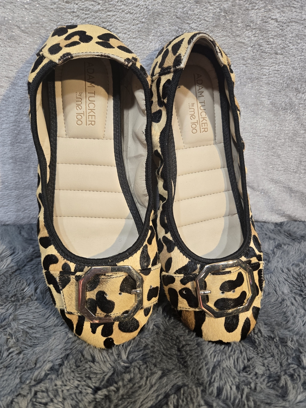 Adam Tucker Leopard Print Ballet Flats - Tan/Black